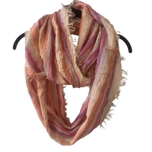 🍷Collection 18 eclectic colorful multitextured stripe circle infinity scarf - Picture 1 of 6